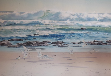 Watercolour landscape of the beaches of Northern NSW