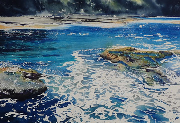 Watercolour landscape of the beaches of Southern NSW